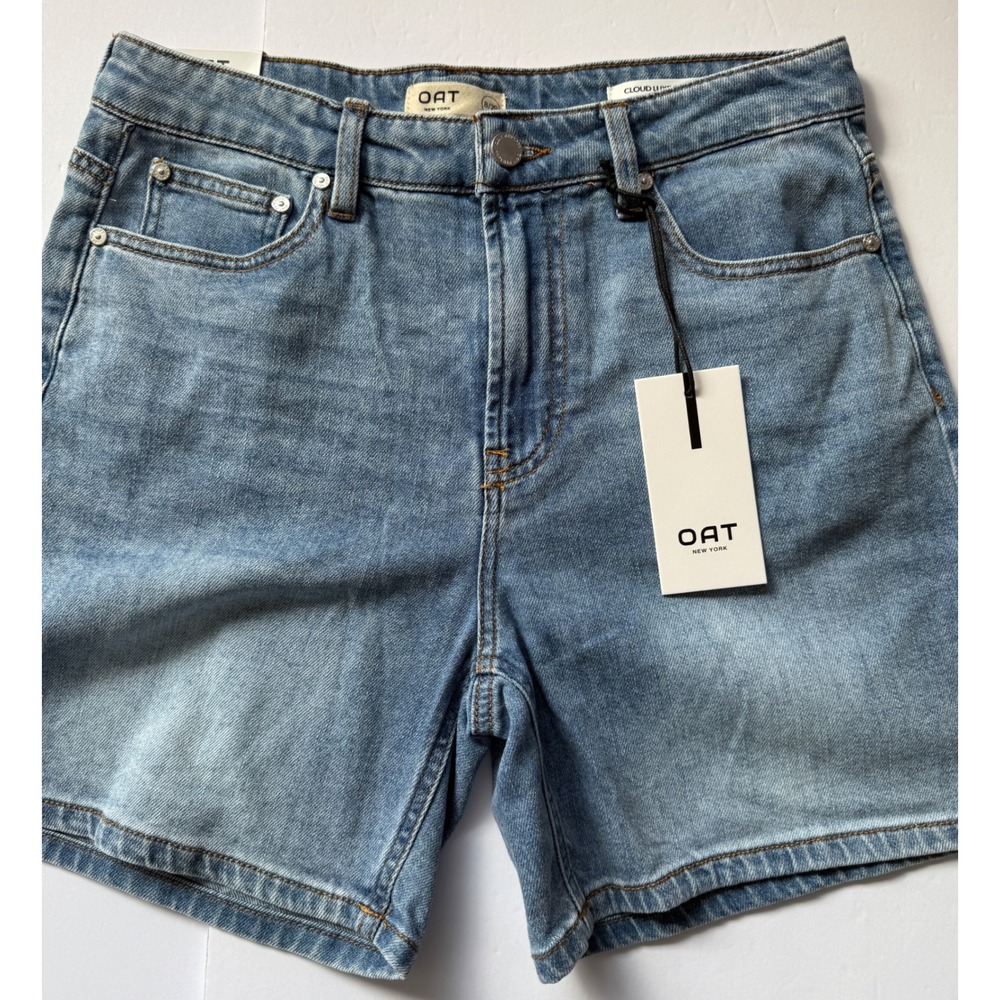 OAT New York Cloud Luxe Denim Shorts Light Wash Blue Size 8 29 S0041-GW
